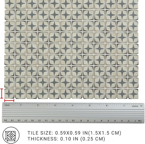 150 pcs, Dollhouse Flooring, 1:12 Scale Doll House Tiles, Miniature Checkerboard Floor, REDUCIO! (Vintage Star Tile)