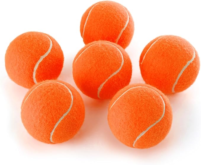 PHOEPET 6-Pack Tennis Balls for Beginner Training Practice- Bulk Dog Balls for Fetch Chew Toys(Orange)