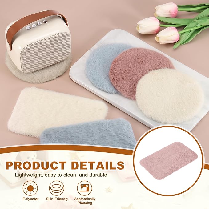 uxcell Dollhouse Miniature Carpet, 1:12 Fluffy Doll House Rugs Prop Small House Accessories for Doll House Furniture Decor Play, Pink Oval