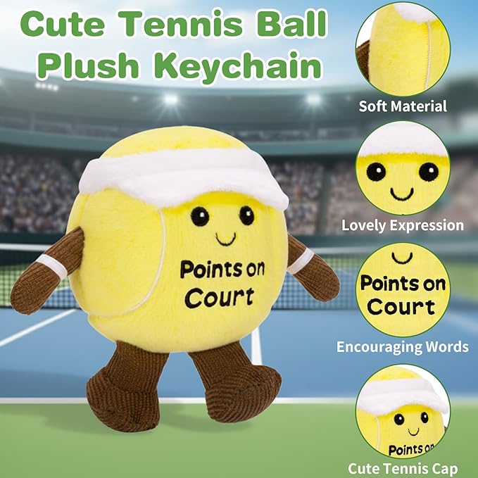 Dalycro Tennis Ball Plush Keychain for Backpack, Cute Tennis Ball Gift for Coach Sports Fans Lover Women Men
