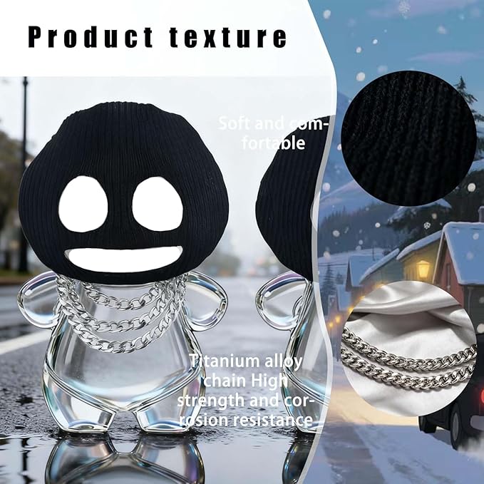 VPDSLABUBU Funny Clothes for 6.7 Inch (17cm) Dolls(NO Doll),Thief Mask,Gangster Costume, Bandit Headband, Mask, Three Accessories in Total: Two Black Head Covers and A Three-Layer Silver Necklace
