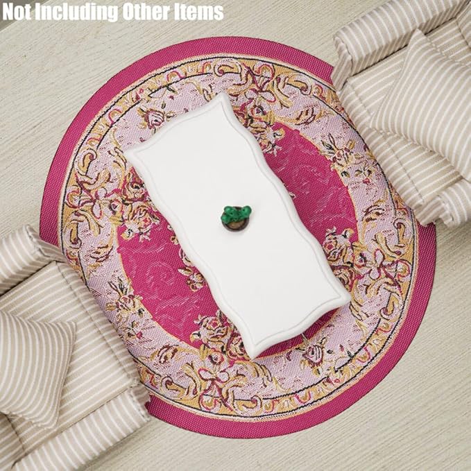 Odoria 1/12 Miniature Round Rugs and Carpet Dollhouse Decoration Accessories, Rose Red