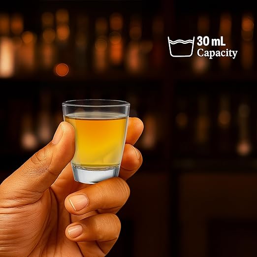 QUAFFER Mini Shot Glass (Set of 6) – Elegant Classic Shot Glasses 1 oz – Classic Whisky Vodka Tequila Sherry Brandy Cordial Mini Snifters Glasses - Perfect for Parties, Bars, Events, Home Bar