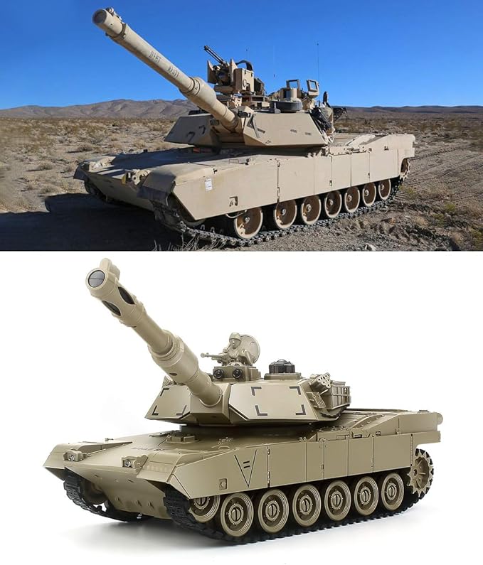 BEAURE Rc Tanks,1:28 WW2 M1A2 America Army Tank Toys for Boys,9 Channels Remote Control Cars with Sound and Light, RC Military Truck Vehicle for Kids Boys Girls (Khaki)
