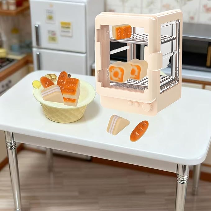 5-Piece Bakery Theme Miniature Set – 1:12 Scale Realistic Bread Box & 4 Mini Loaves – Cute Dollhouse Bakery Accessories for DIY Micro Scenes, Mini Store, Kitchen & Dining Décor & Craft Projects