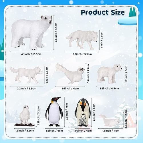 19 Pcs Arctic Animals Figurines Set, Arctic Animals Habitat Diorama, Polar Animal Figurine Polar Bear Penguin Figurines Toys Model Pine Trees Artic Diorama Supplies for DIY Crafts Gifts School Project