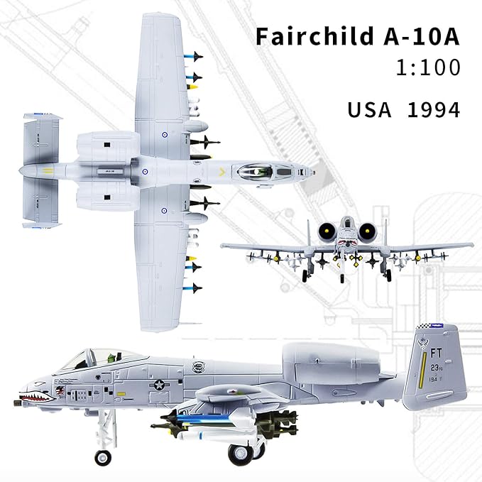 Lose Fun Park 1:100 A-10 Thunderbolt-II Warthog Diecast Airplane Model Metal Fighter Military Planes Model Airplane for Collection