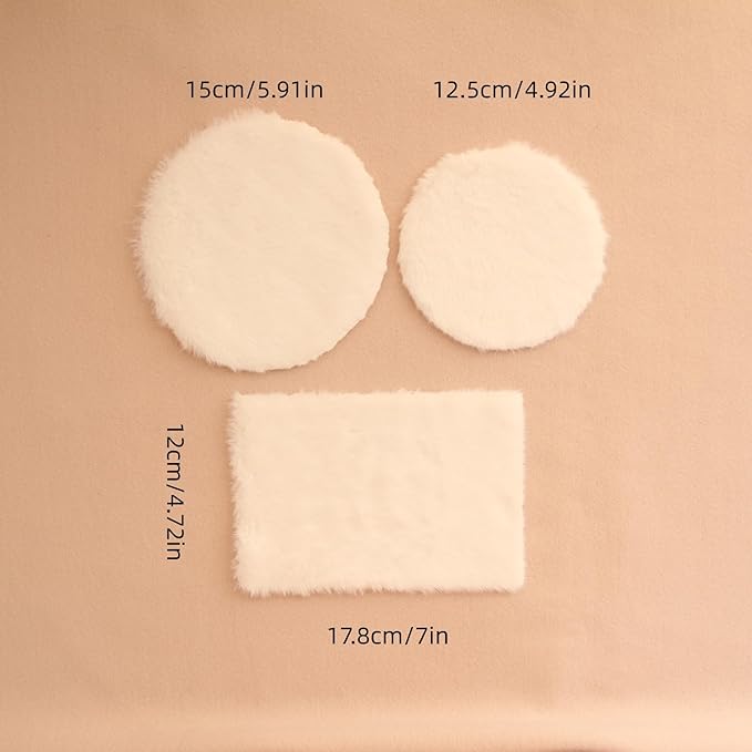 Funky Mini House Miniature Dollhouse Rug - 3 PCS Miniature 1:12 Scale Soft Plush Carpet for Dollhouse Accessories Ideal for Dollhouse Bedroom/Living Room Decor & DIY Craft Projects (White)