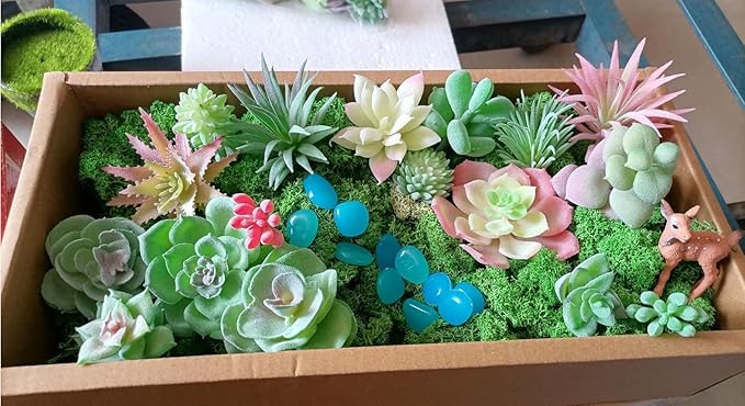 OrgMemory Artificial Succulent Plants, Small Plastic Succulents, Faux Succulents, Suculentas for DIY Garden Decor Succulent Dollhouse Craft Model Miniature Dioramas Miniature Garden Buildings