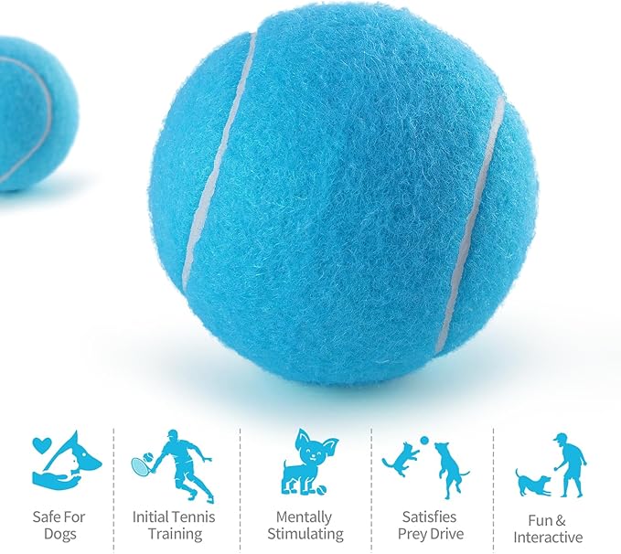 PHOEPET 6-Pack Tennis Balls for Beginner Training Practice- Bulk Dog Balls for Fetch Chew Toys(Blue)