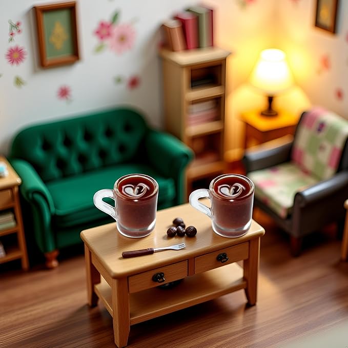 2 Pcs Miniature Coffee Cups Model Dollhouse Ornament Dollhouse Decoration Mini Decor Doll House Accessories Miniature Dollhouse Accessories (Random Pattern)