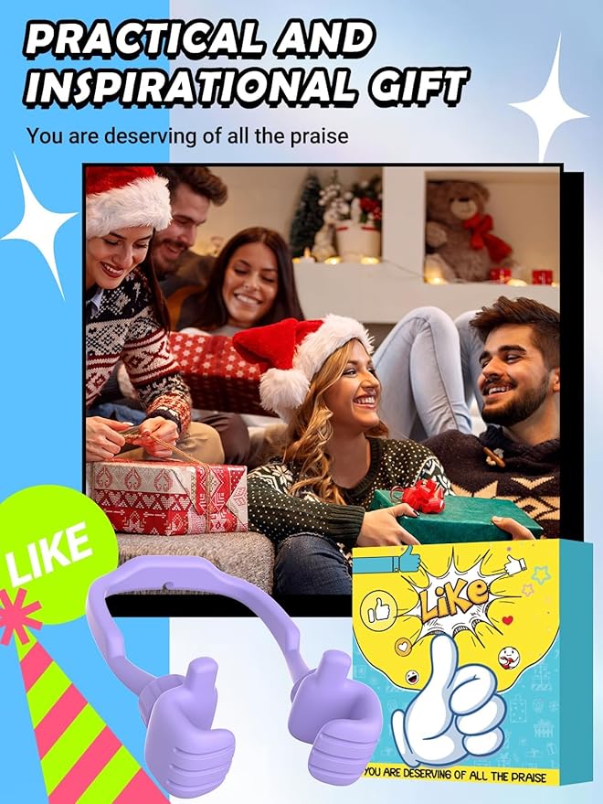 Stocking Stuffers for Teens Girls Boys Adults Cell Phone Stand: UPGRADE Adjustable Thumbs Up Lazy Phone Holder for Desk Cool Gadgets Fun Birthday Gift Ideas for Kids Teenager Women Gifts for Christmas