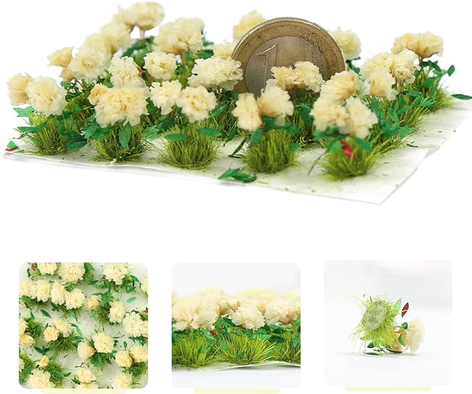 Miniature Vegetation Flower Cluster Garden Shrub Tufts with Model Bases War Game Scenery (E)