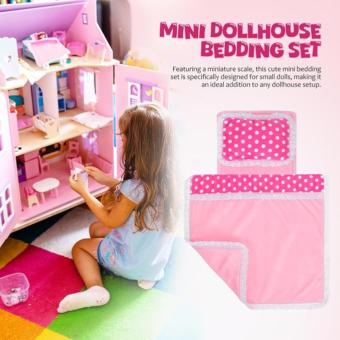 TOYANDONA 18 Inch Doll Bedding Set Miniature Dollhouse Accessories Includes Comforter Pillow Mattress for Doll Beds and Cribs Imaginative Play