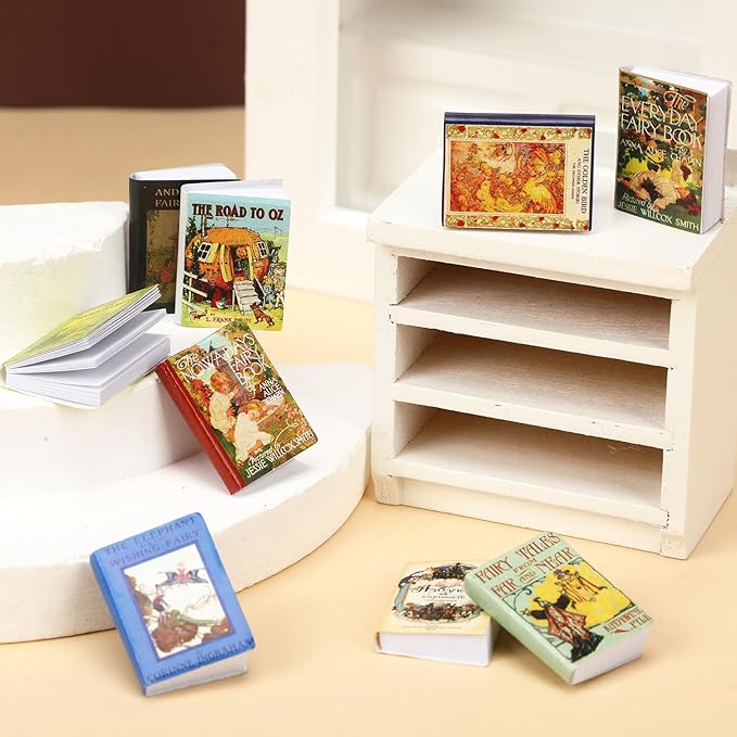 Mini Fairy Books, 24pcs 1:12 Scale Miniature Books, Dollhouse Books, Tiny Books for Dollhouse Accessories, Vintage Mini Bookshelf Decor, Miniatures Collectors