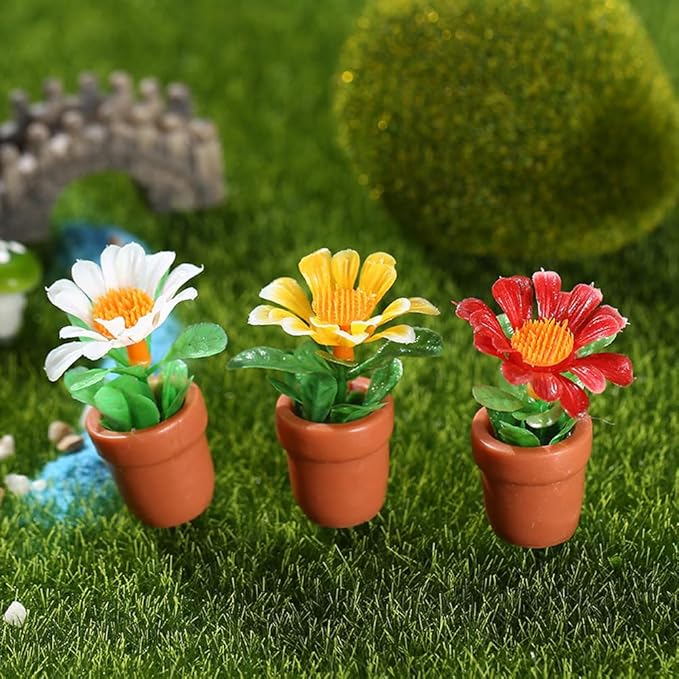10 Pack Miniature Flowers for Fairy Garden Accessories Tiny Flower Figurines Little Mini Doll House Flowers Figures Micro Landscape Terrarium Dollhouse Craft Decorations Valentines Day Gifts Colorful