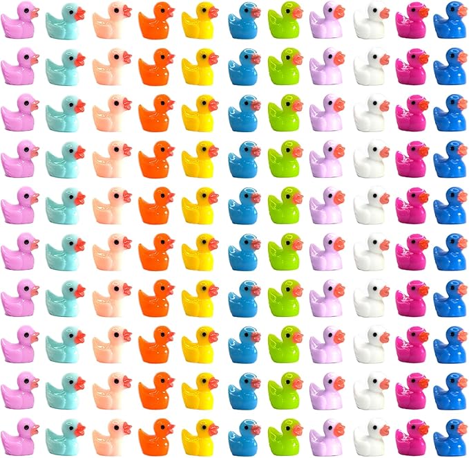 110 Pieces Mini Resin Ducks Tiny Duck Miniature Figures Charms Ornament Potted Garden for Party, DIY Micro Landscape Decorations, Aquarium Ornaments