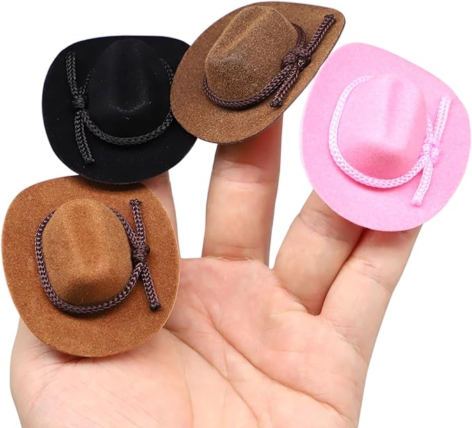 Dollhouse Cowboy Hat, Miniature Cowboy Hat, 1:12 Scale Miniature Soft Cowboy, Mini Hat, American Old West Hat, for Dollhouse Craft Supplies (2PCS) (White)