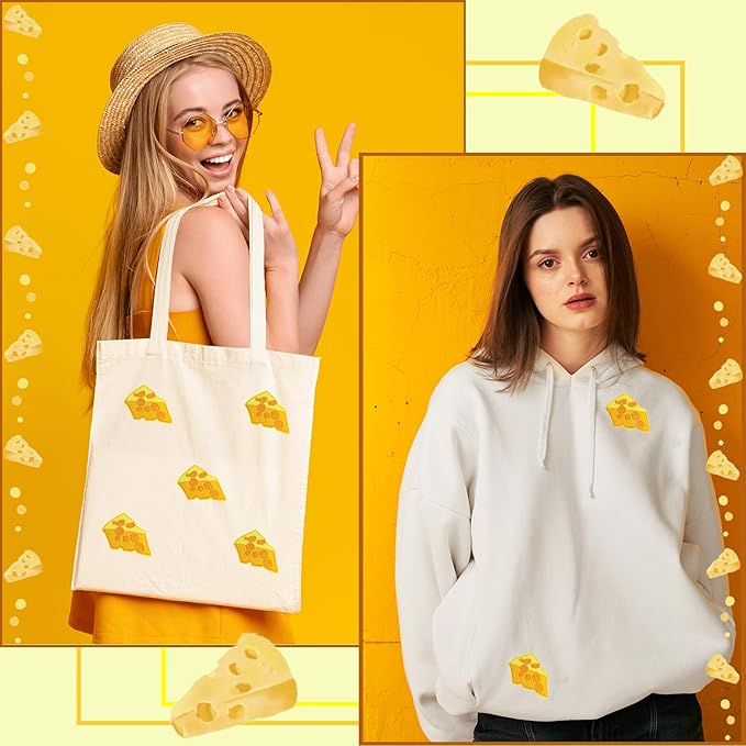 10 Pieces Yellow Cheese Embroidered Iron on Applique Cartoon Sew on Patch for Clothes Dress Jackets Caps DIY Embroidery Repair Patches Sewing Craft Decoration