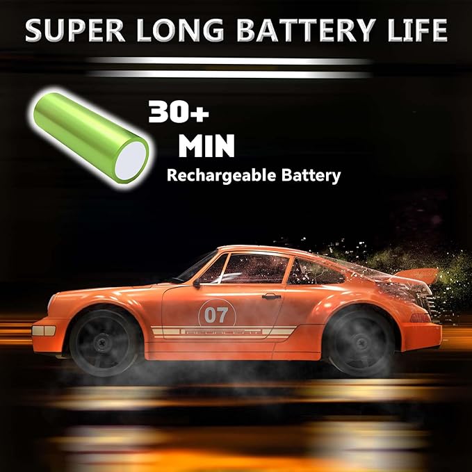 RC Drift Car 1:24 Remote Control Car 4WD 15KM/H High Speed Racing Sport Car with LED Lights RC Cars Toy for Kids Boys Girls Adults Gifts Birthday Christmas Rechargeable Batteries