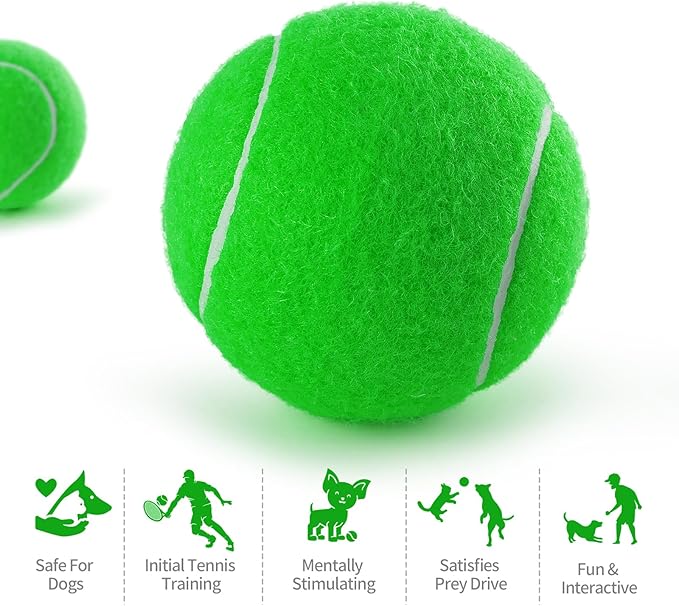 PHOEPET 6-Pack Tennis Balls for Beginner Training Practice- Bulk Dog Balls for Fetch Chew Toys(Green)