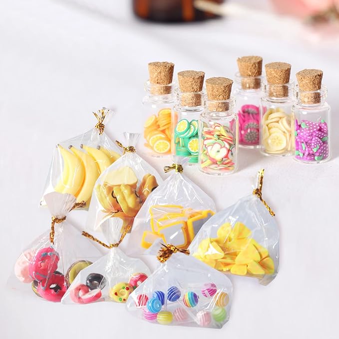 13 Packs Cute 1:12 Miniature Dollhouse Food Lollipop Toast Cheese Bread Donut Fruit Slice Jar Glass Bottle Mini Kitchen Scene Model Simulation DIY Decoration Accessories