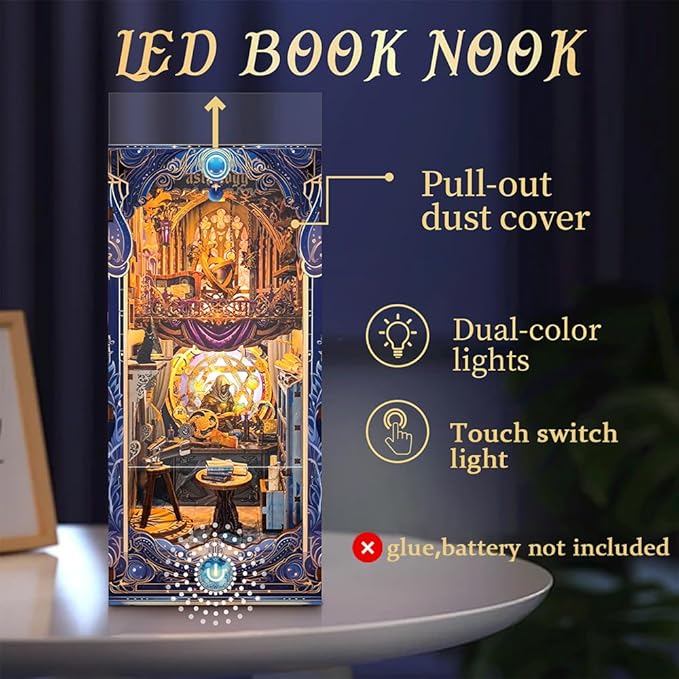 3D Puzzles Book Nook Kit, DIY Miniature Book Nook Kit Creative Decorative with LED Lights Bookend Bookshelf Insert for Adults Teens-Star Map Secrets(SQ -35)
