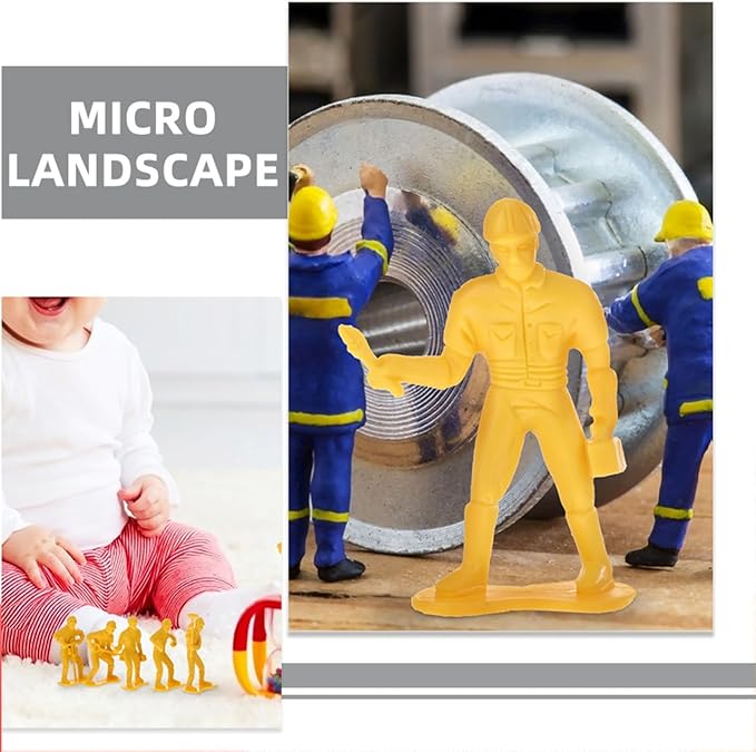 VOSAREA 54Pcs Miniature People Engineering Worker Models Set Plastic Figures for Projects Safe and Realistic Miniature Models for Creative Play and Cognitive Development