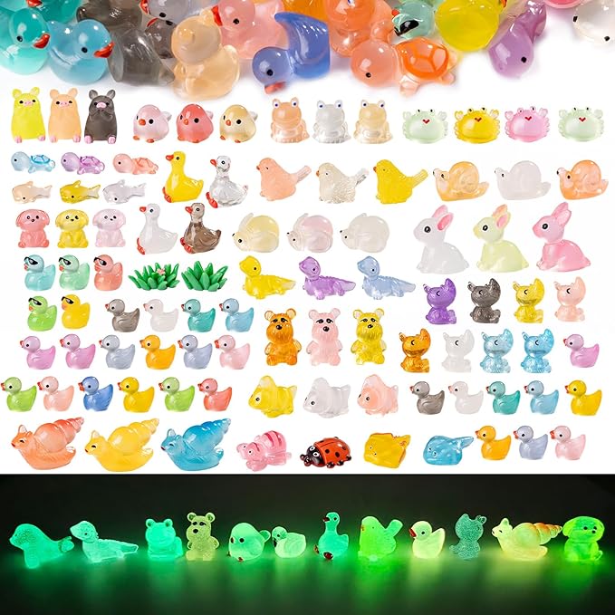 120 Pcs Mini Animals Tiny Animal Figurines Bulk for Miniature Fairy Garden Decoration Accessories Micro Landscape Aquarium Potted Decoration