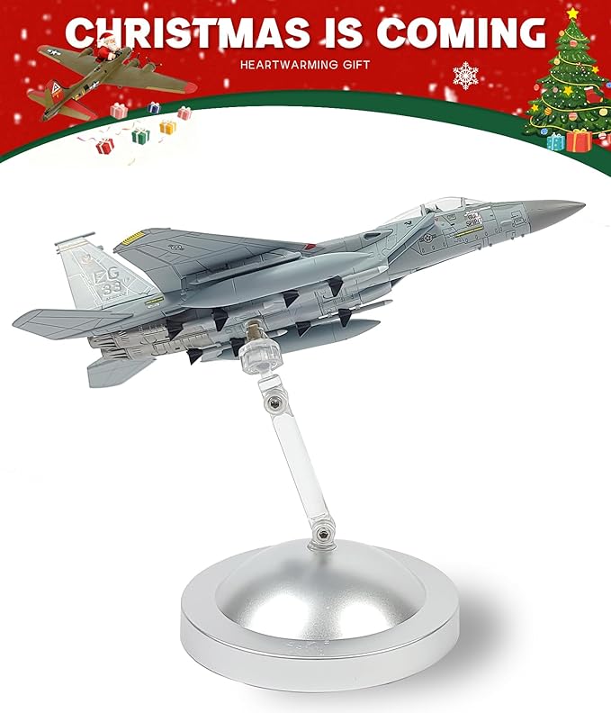1/100 F-15C Eagle Metal Airplane Model Kits with Stand Gulf Spirit Diecast Alloy Fighter Model Jet Military Aircraft Collection for Adult Display or Gift