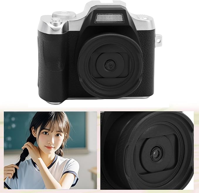 Zunate Mini Keychain Camera, 48MP HD Mini Retro Digital Camera, Portable Small Cameras Vintage Compact Micro Cameras, 1.54 inch HD Screen for Travel Study Recording (Black)