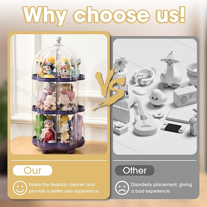 3 Layer Transparent Doll Display Box, Doll Display Stand for Pop Mart Collectibles Action, Dust-Proof, All-Round Display of Dolls Lego (3 Layer)