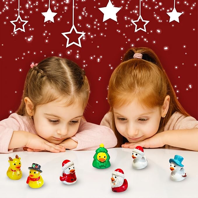 56 PCS Tiny Ducks Mini Resin Christmas Ducks Miniature Colorful Figures Ornament for Xmas, Craft, Dollhouse, Slime, Home Decorations (Christmas 1)