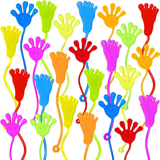 24PCS Sticky Hands Foot Toys for Kids, Sticky Goodie Bag Stocking Stuffers Toy for Birthday Party Supplies, Colorful Stretchy Slap Hand Toys for Boys Girls Classroom Prizes
