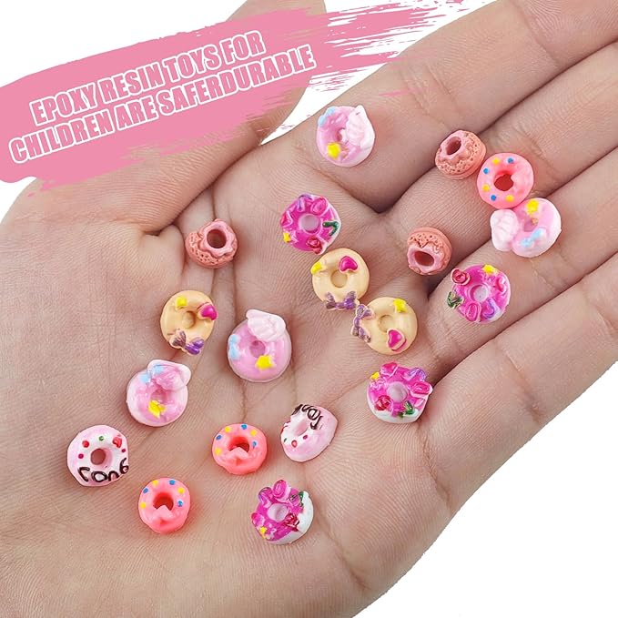 100 PCS Colorful Mini Food Figures for Crafts Tiny Resin Dessert Series Miniature Things for Dollhouse Fairy Garden Micro Landscaping Decoration Cake Toppers Decor