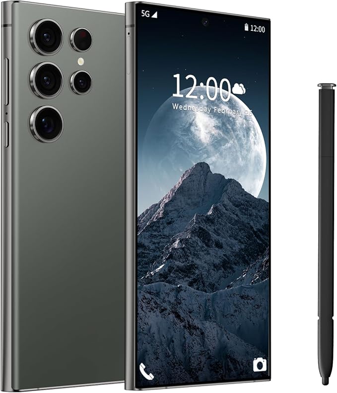 BAOWU I24 Ultra 5G Unlocked Phones, Built in Pen, Smartphone Battery 6800mAh 6.8" HD Screen Unlocked Cell Phone, 16+512GB Android14 with 128G Memory Card, Face ID/Fingerprint Lock/GPS (Green)
