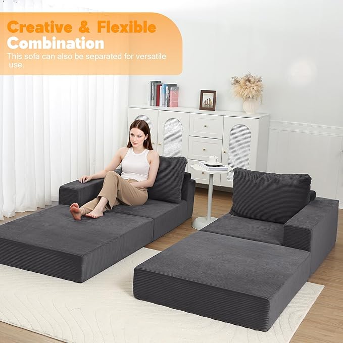 MeMoreCool Bean Bag Chair – Large Armrest Lounger for Adults, Corduroy, Foam-Filled No Assembly | Tufted Cushion & Backrest | Bedroom, Dorm & Lounge Ready | Soft Textured Seating