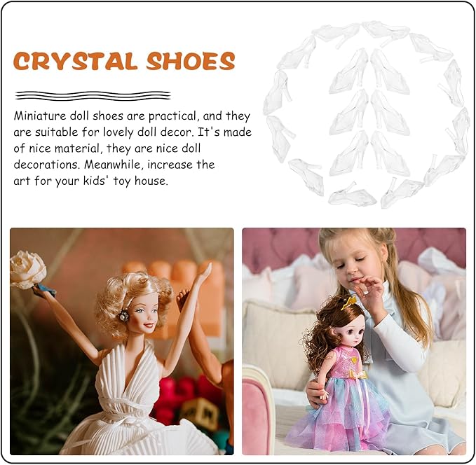 30 Pairs Miniature Crystal Shoe Mini Finger Shoes for Dollhouse Home Wedding Decor Miniatures Ornament