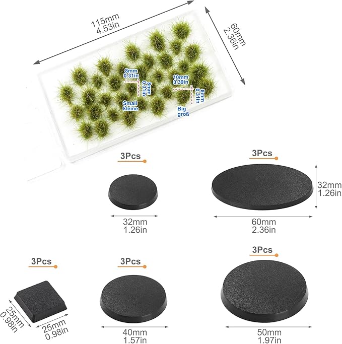 Evemodel Miniature Vegetation Bush Shrub Tufts Artificial Grass with Bases War Game Railroad Scenery (B)