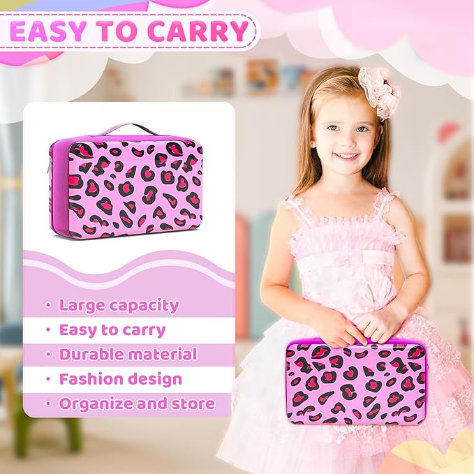 LININYHAO Carrying Case Compatible with Barbie Dolls 12-Inch,Case to Hold Dolls and Clothes, Much Pocket for Doll’s Clothes, Accessories, Fits 6 Dolls & Accessories,Bag Only (4-Leopard Print)