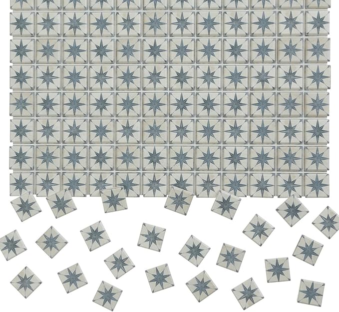 150 pcs, Dollhouse Flooring, 1:12 Scale Doll House Tiles, Miniature Checkerboard Floor, REDUCIO! (Victorian Star)