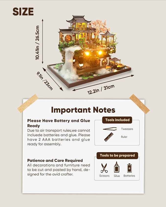 DIY Miniature House Kit, DIY Dollhouse Kit for Adults to Build, Mini House Kit with LED, Mayberry Street Miniatures, Ideal Gifts for Birthday, Valentine Christmas(Wonderland)