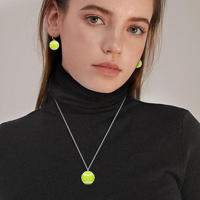 Garneck 10pcs Mini Tennis Ball Charms: 2cm 3d Flocking Sports Tennis Ball Beads for Diy Keychain Earring Necklace Bracelet Jewelry Making Accessories