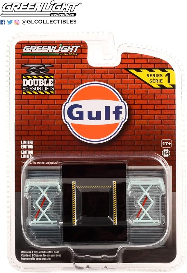 Greenlight 16160-B Auto Body Shop - Automotive Double Scissor Lifts Series 1 - Gulf Oil 1/64 Scale