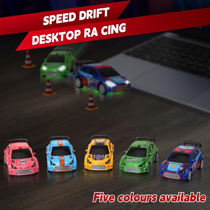 Mini Rc Car, 1/64 Scale Remote Control Car with LED Lights, 2.4Ghz Alloy Remote Control Racing, Speed/Steering Adjustable (Yellow)