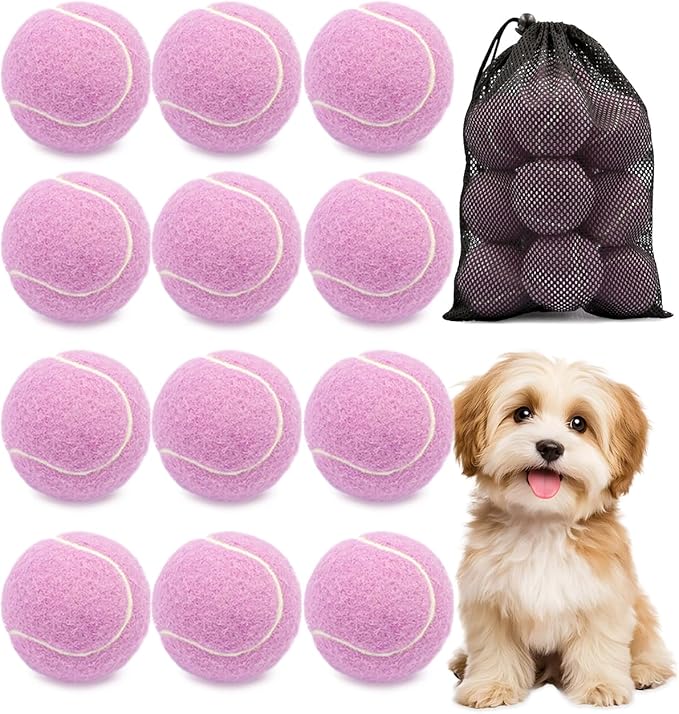 GOLDNITE Tennis Balls for Training and Dogs,12/20 Pack Practice Tennis Ball with Mesh Bag for Transport and Beginner Exercise High Elasticity Durable Pet Playing Tennis Ball Set