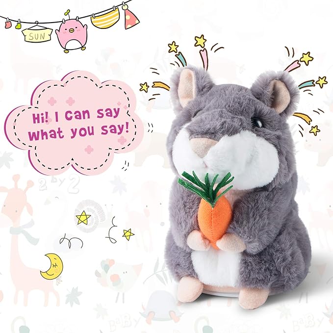 Ayeboovi 2 3 4 5 Year Old Girl Gifts Toy Talking Hamster Repeats What You Say, Interactive Fun Autism Toys for Ages 2-4 5-7 Boys Girls Kids Toddler