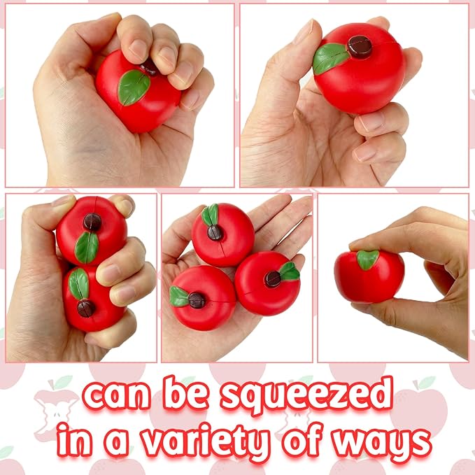 24 Pieces of Fruit Stress Ball Toys,Red Fruit Stress Relief Balls,Fruit Fidget Stress Balls for School Carnival Reward Party Favor Supplies Back to School Decor