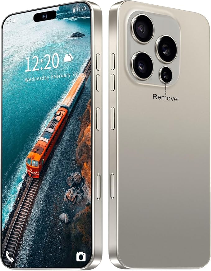 Huness 16PROMAX Smartphone Unlocked Cell Phone,6.99" HD Screen Unlocked Phone,16+512GB Android 14 with 128GB Memory Card,Face ID/Dual SIM/5G/Fingerprint Button Unlock/Photos/GPS (Grey, 16+512G)