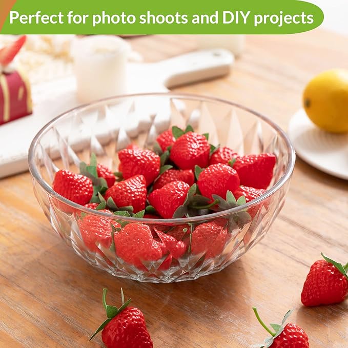 36 Pieces Fake Strawberries Fake Fruit Artificial Strawberry Kitchen Décor Plastic Strawberry Party Decorations Realistic Fake Food Lifelike for Display Photography Props